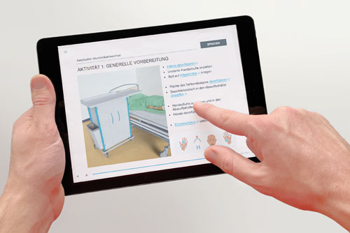 Ein Lernmodul auf einem iPad in Verwendung.